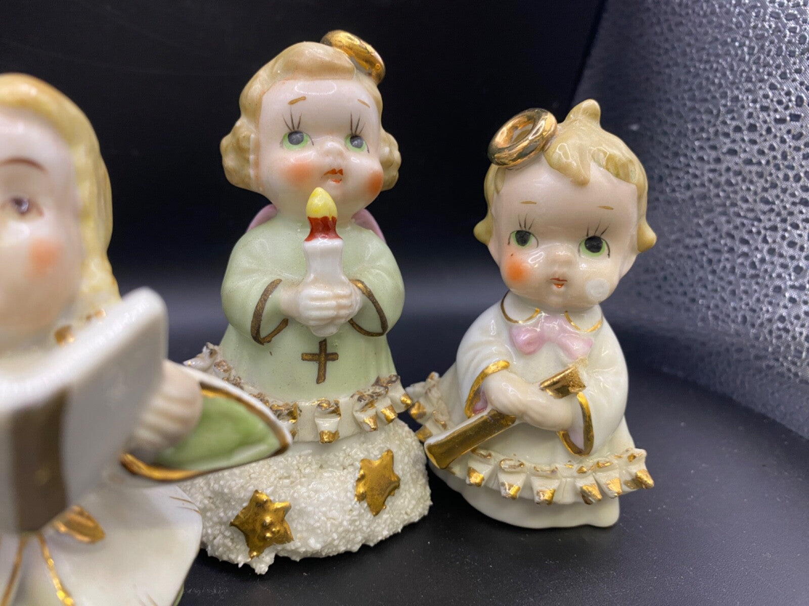 Set Of 5 Vintage 1950s Ajax Japan Ceramic Christmas Music Angel Figurines violin