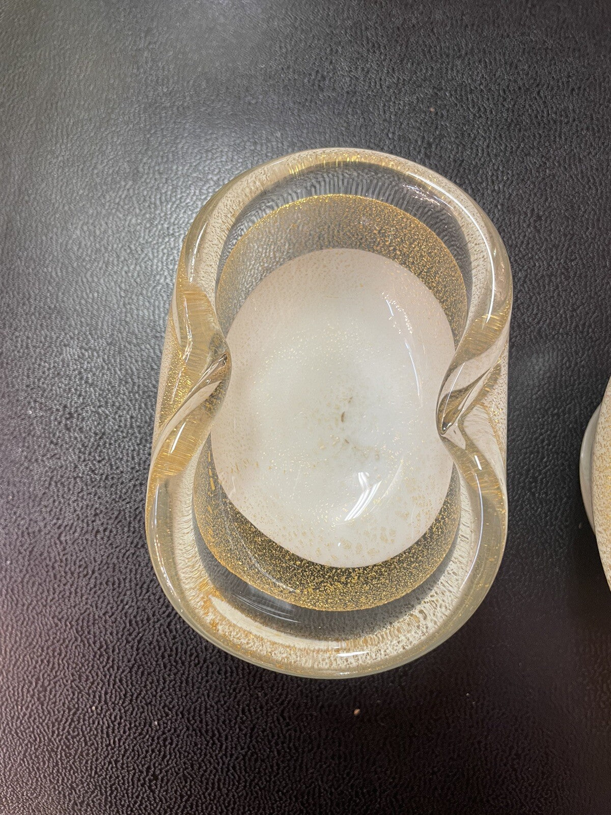 2 Vintage Salvini Lattimo Murano Art Glass MCM 50’s Gold Blown salt Bowl