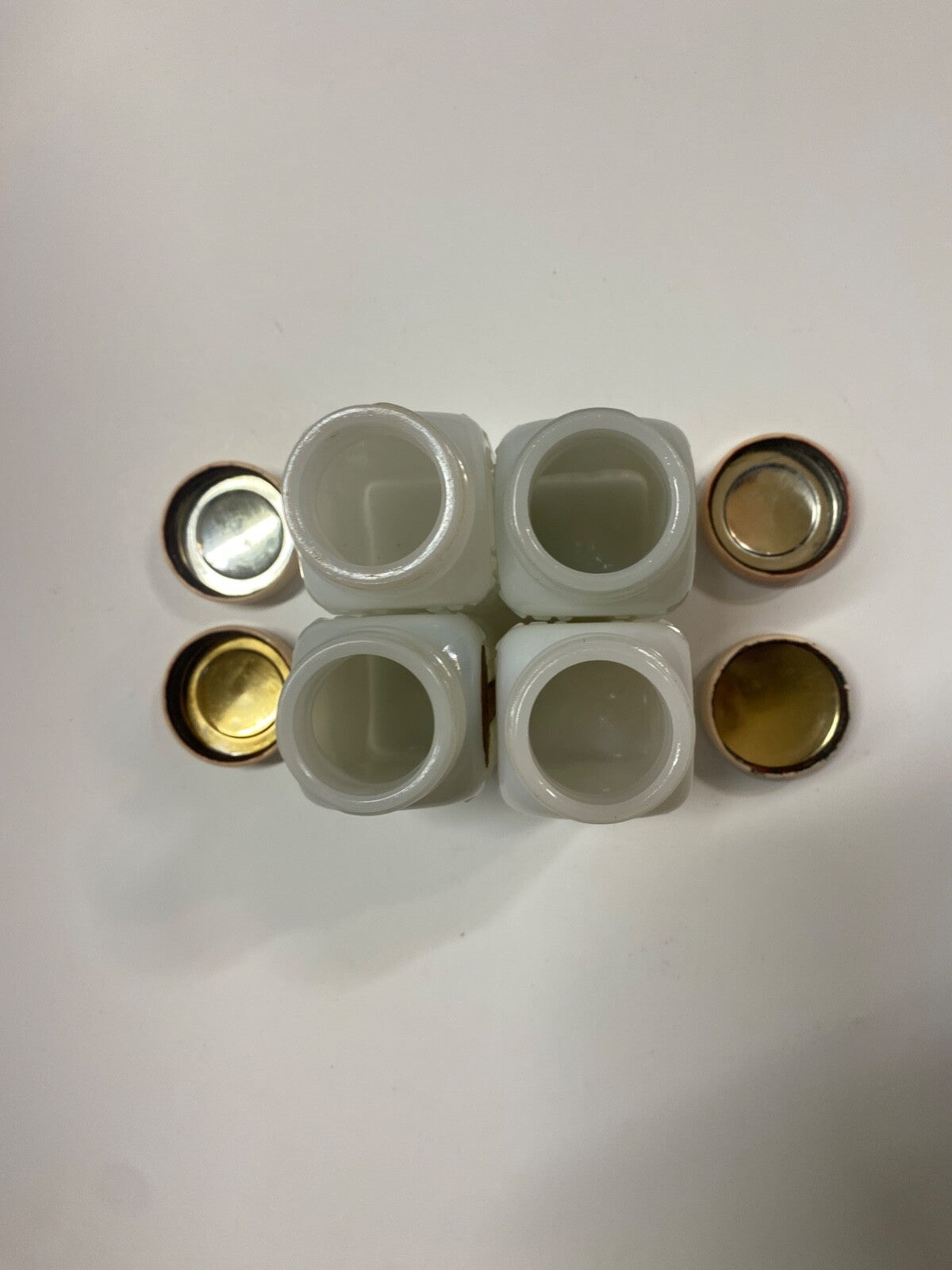 Vintage Griffith's Mid-Century Milk Glass Spice Jar Set of 4 pink Lid