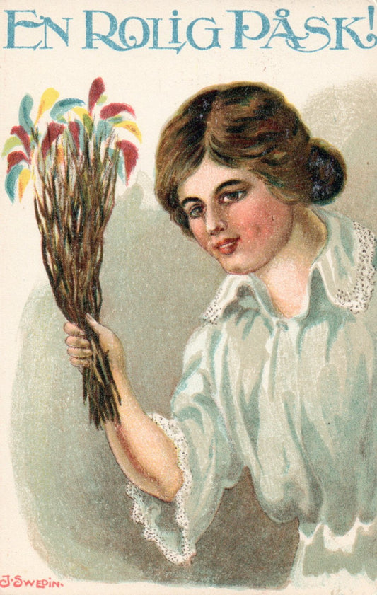 En Rolig Pask  J Swedin Sweden Artist Woman Easter