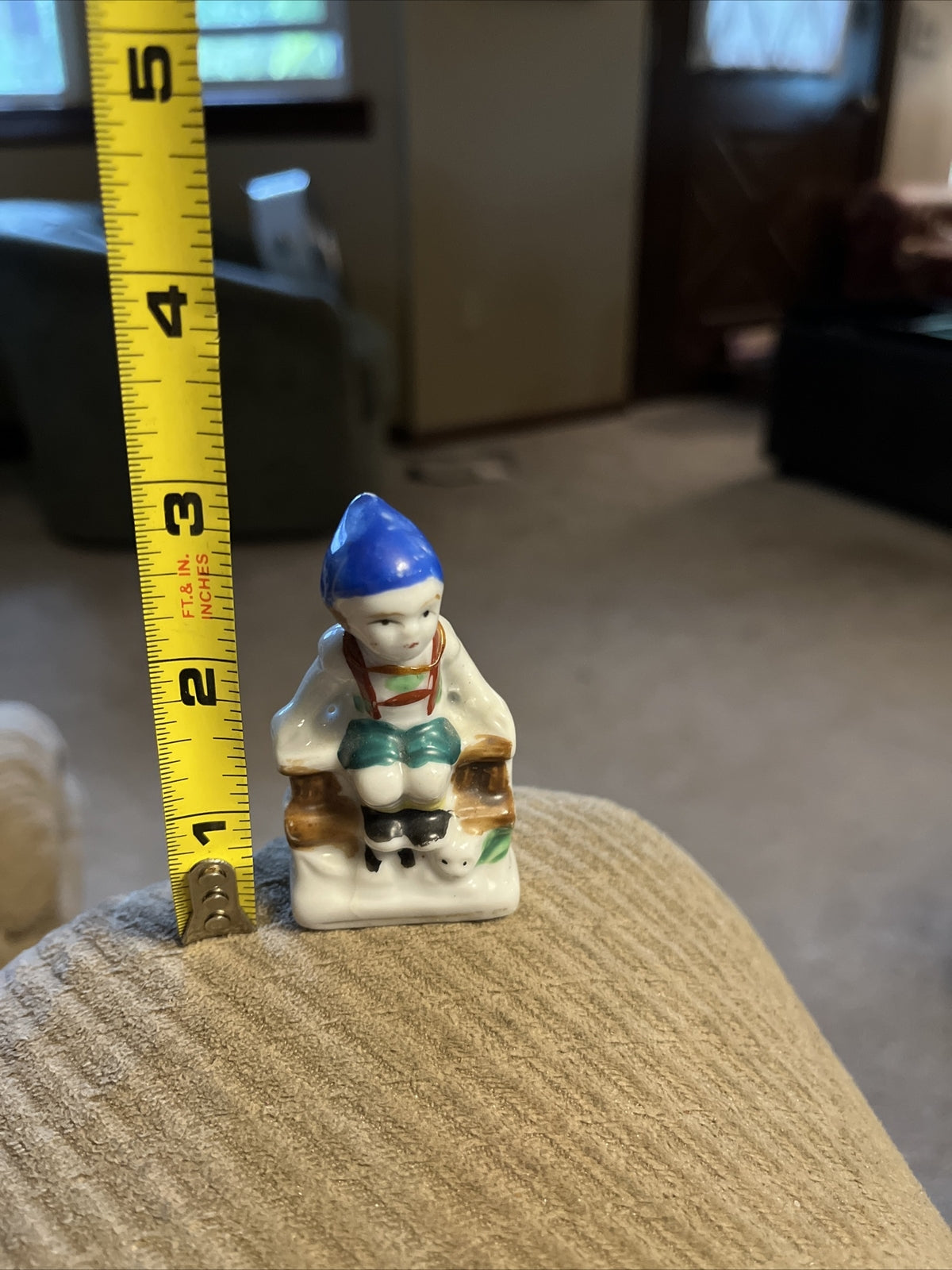 Vintage Figurine ~ Little Boy Sitting on a Fence ~ Ceramic / Porcelain ~ Japan