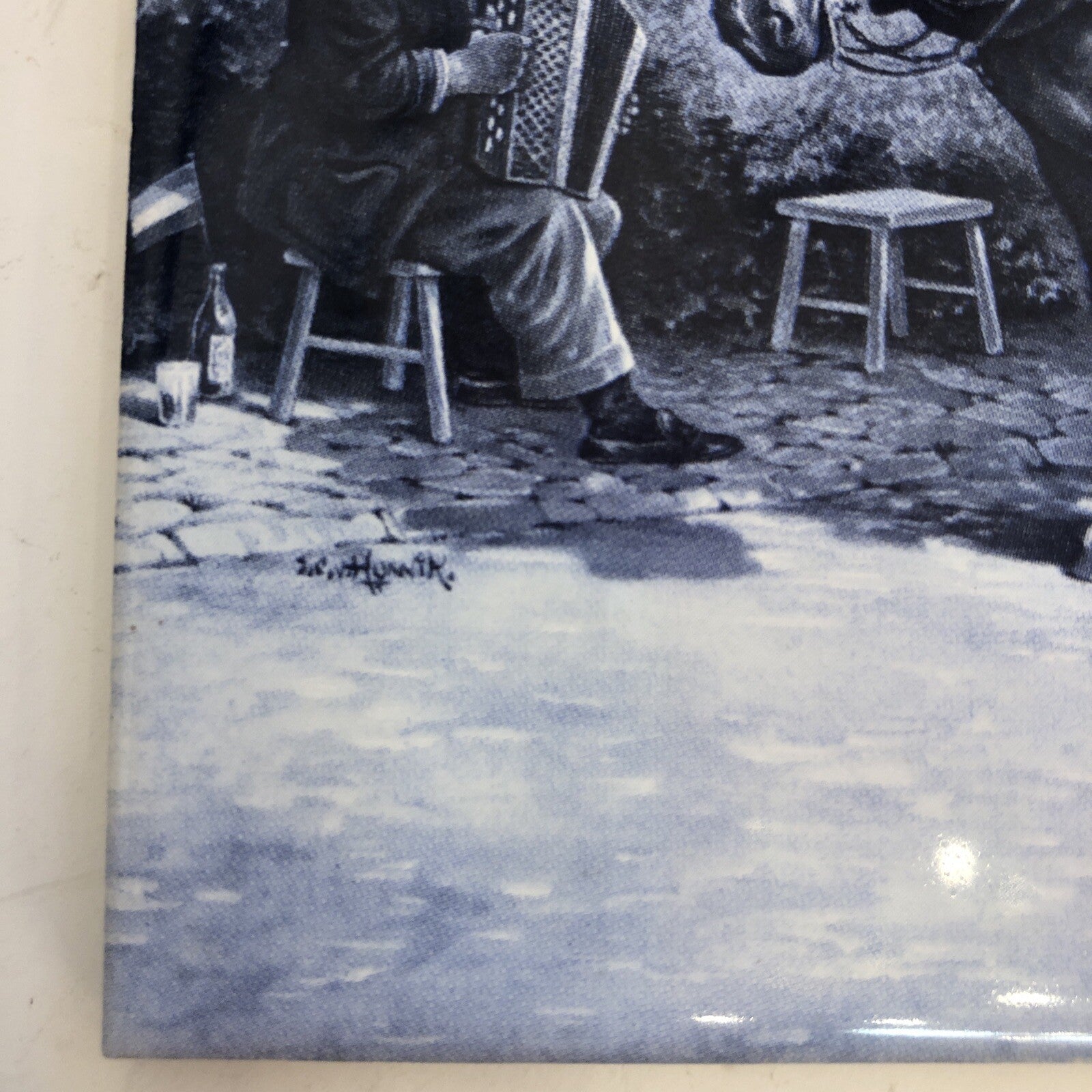 Royal MOSA Holland Vintage Tile Delft Horse Drawn Wagon People Windmill