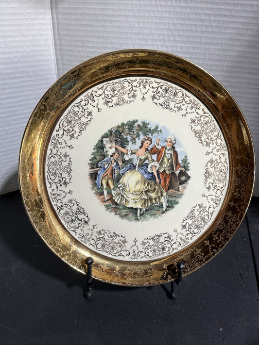Vintage Sabin Crest of Gold Warranted 22k Dinner Plate Signed