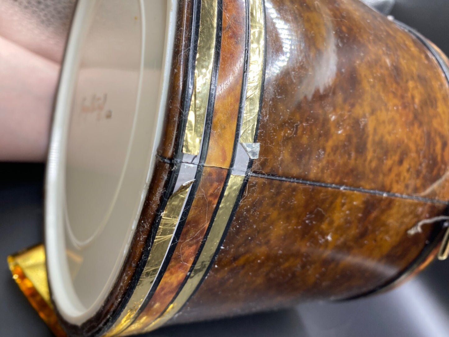 Drulane Towle Barware set 6 Whiskey glasses Ice Bucket Brown Tortoise shell Gold