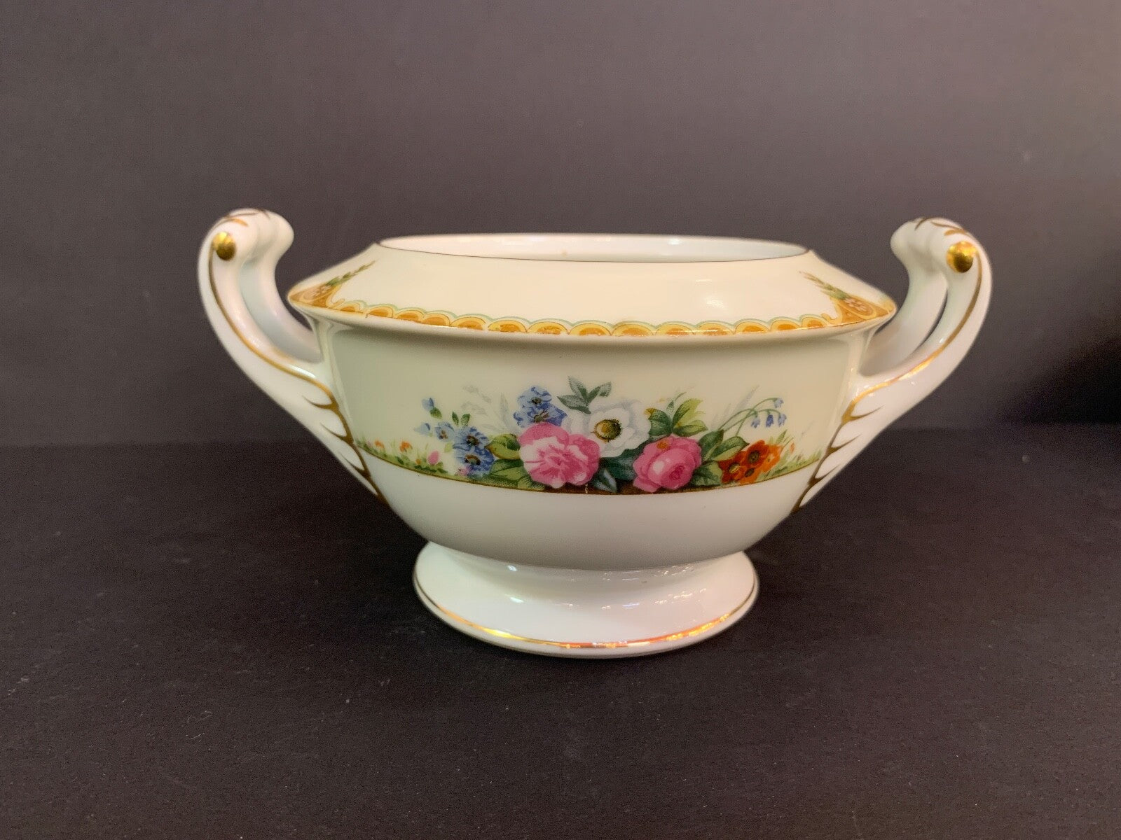 Vivienne Made in Japan Vintage Floral and Gold Pattern Cream & Sugar