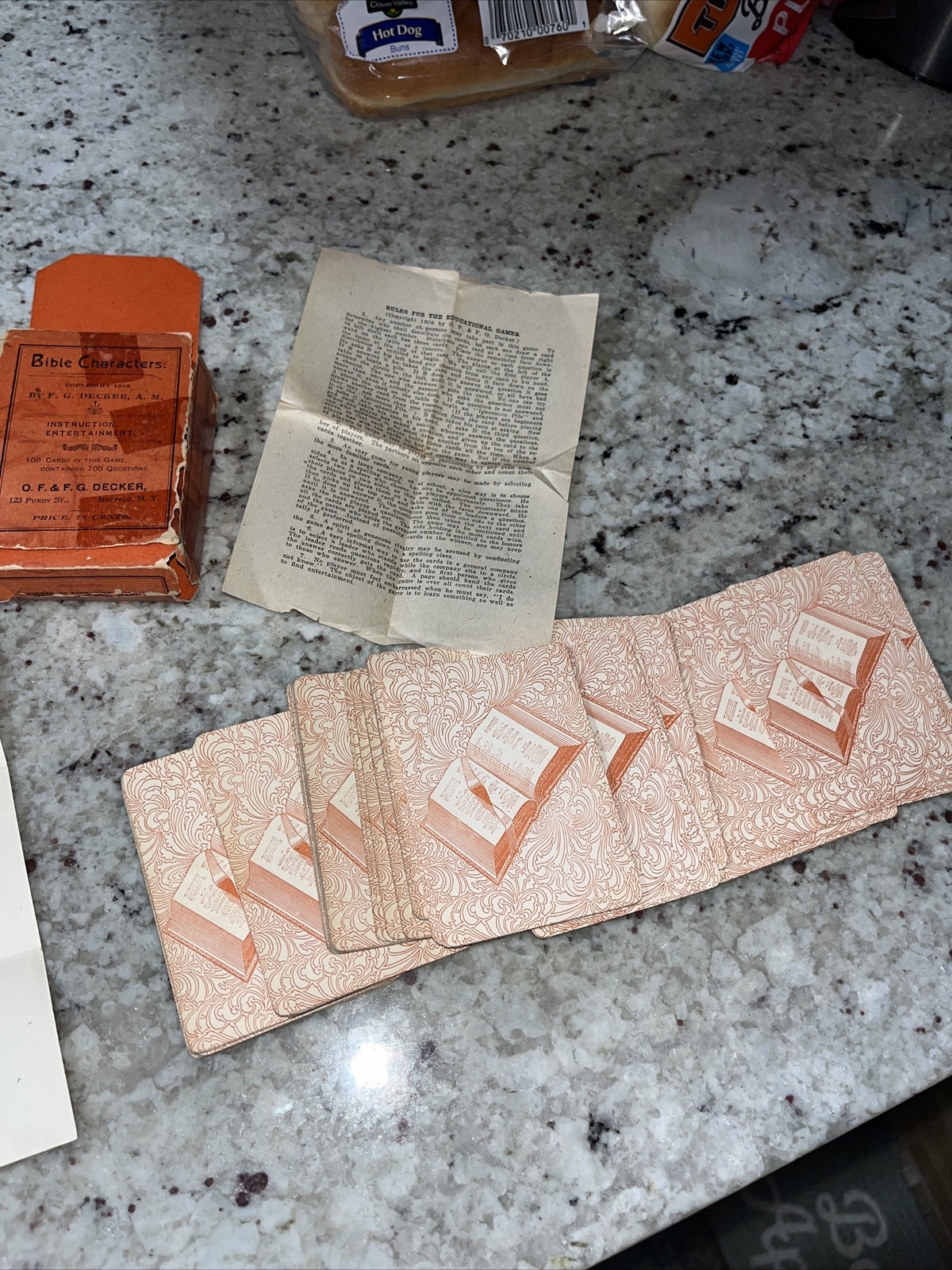 Antique 1915 Bible Characters Trivia Card Game By F.G. Decker A.M. Rare Complete