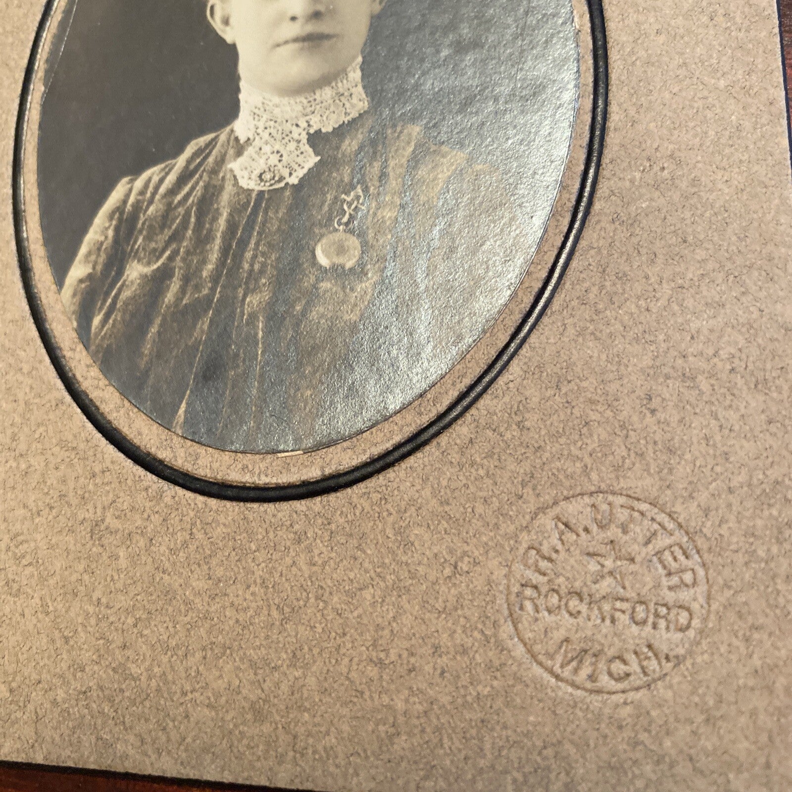 Victorian Real Photo Cabinet Card Rockford Michigan MI R A Utter Rockford MI 