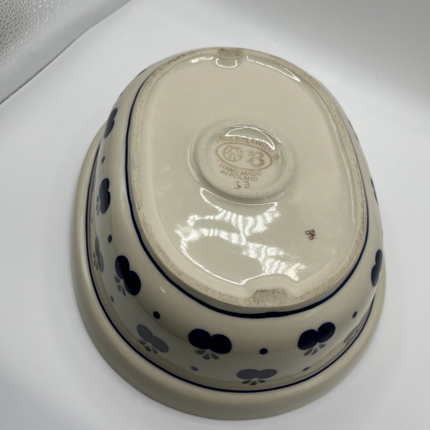 Polish Pottery Wild Blueberries Deep Bowl with Top 8” X 10”