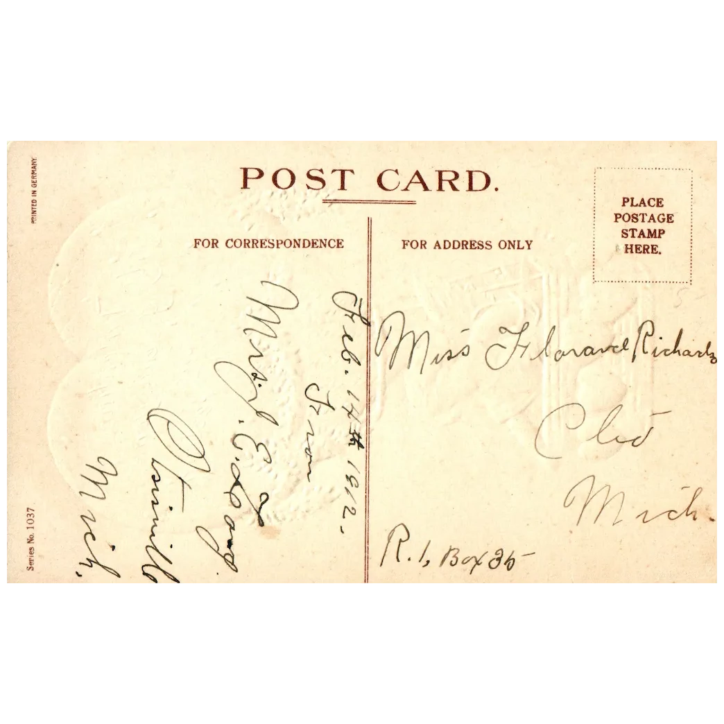 My Valentine I Send You Fond Greetings Cherub in Airballoon Vintage Val Postcard