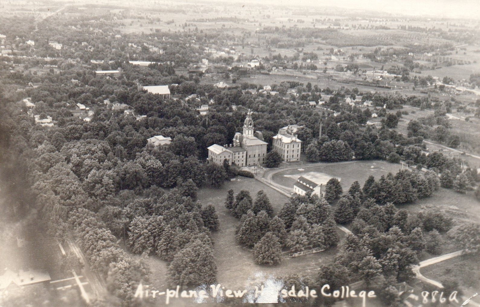 RPPC Real Photo  Air View Hillsdale  County Fairgrounds MI Michigan 870