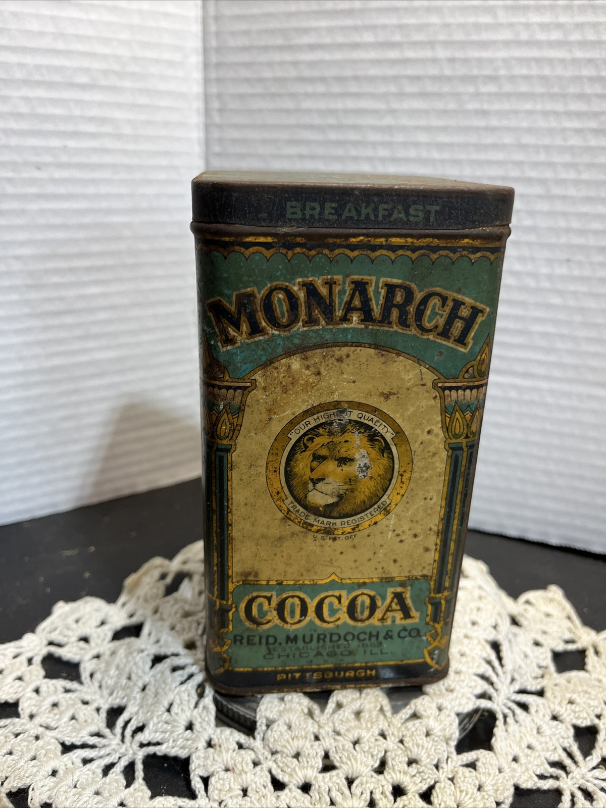 VINTAGE EMPTY MONARCH BREAKFAST COCOA TIN CAN