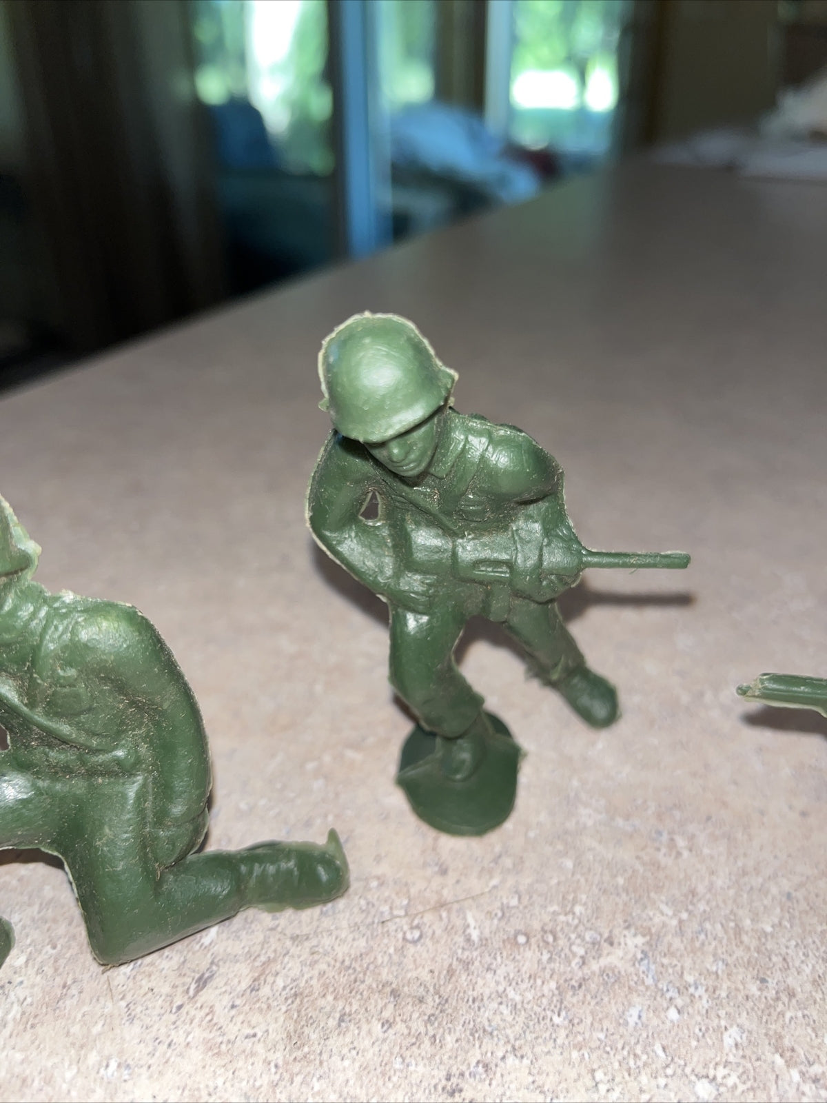 Vintage Marx 4” Plastic US Army Toy Soldiers Olive Green (Reissue?) Lot of 3