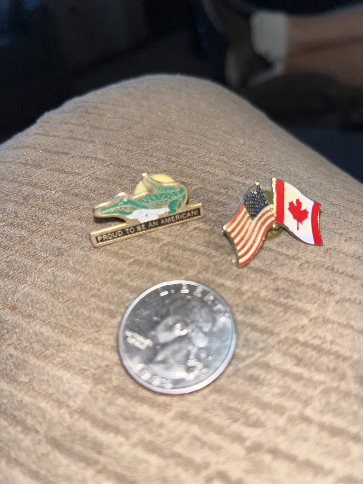 American /Canadian Flag & Proud To B American Pin Collectors Pins (2)