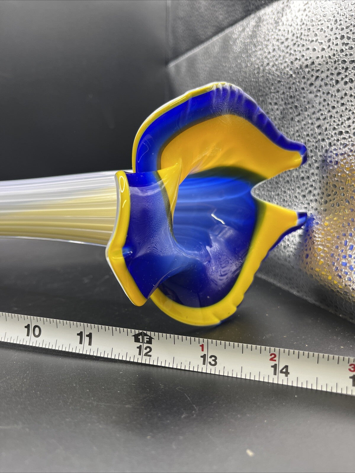 Vase Hand Blown Blue Cobalt Art Glass Jack in the Pulpit  Ribbed Tulip