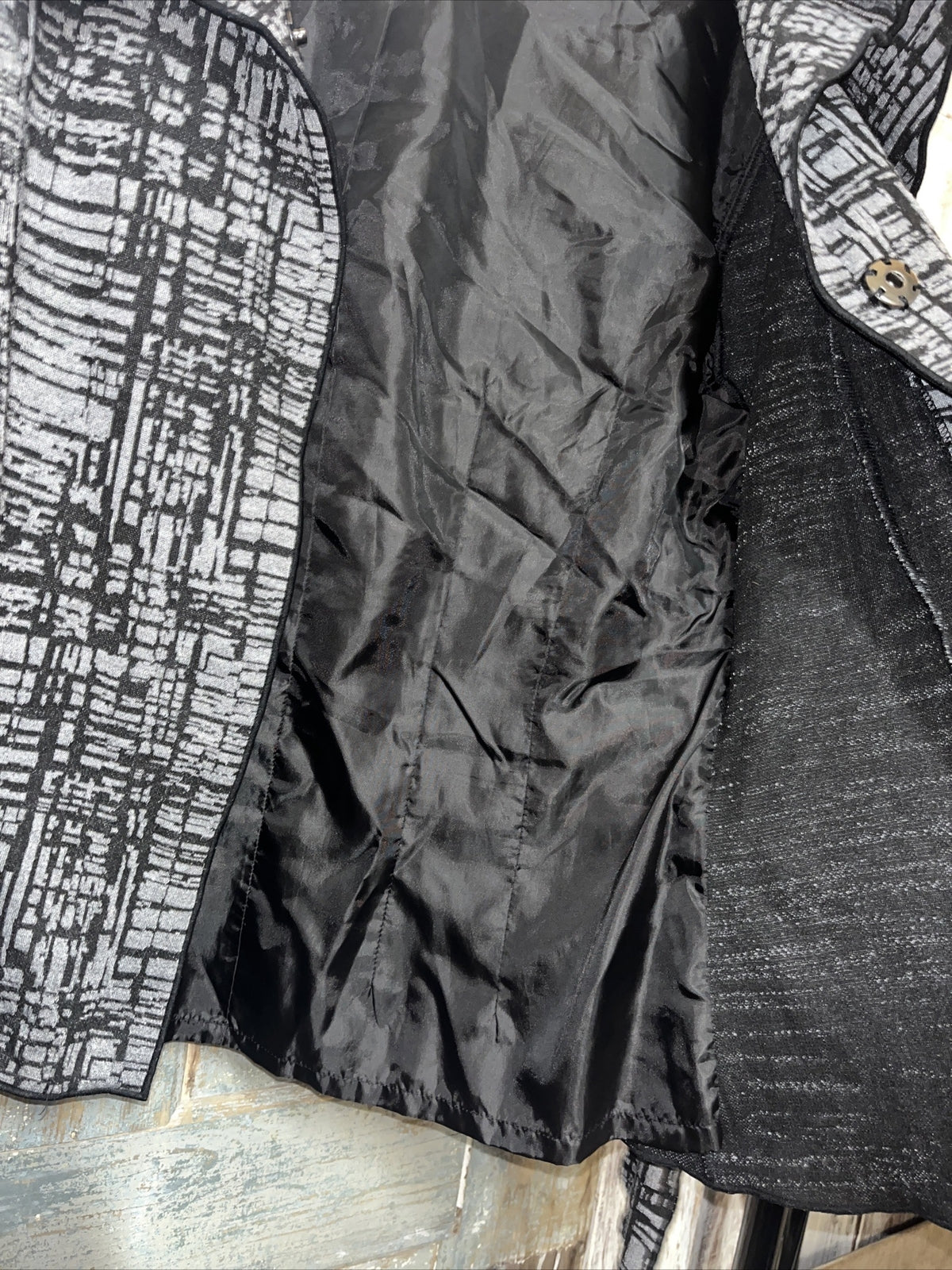 Vintage Susan Bristol Blazer Jacket Womens S Black/Gray 4 Snaps Business