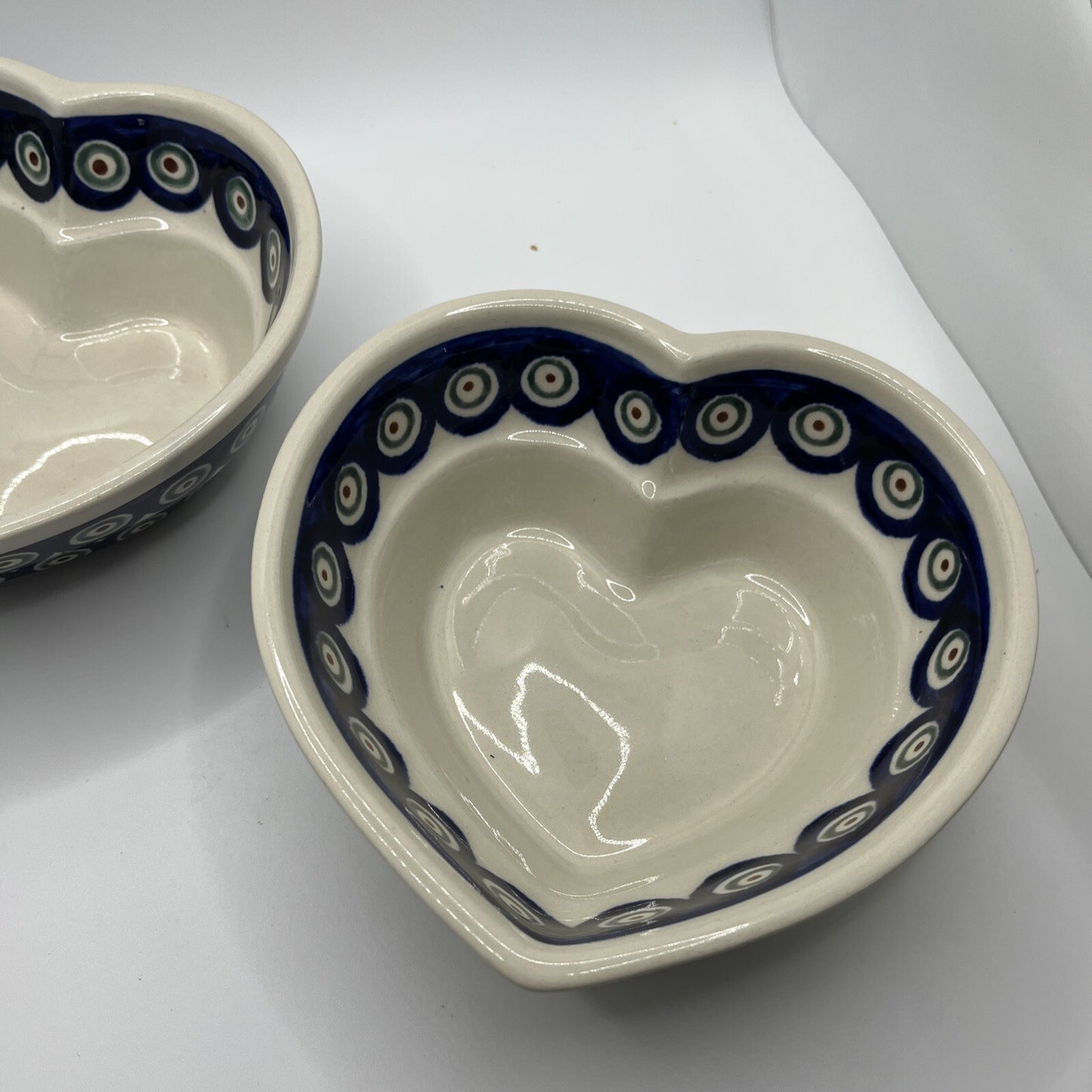 Boleslawiec Polish Pottery  2  Blue  Pattern Heart Serving Bowl
