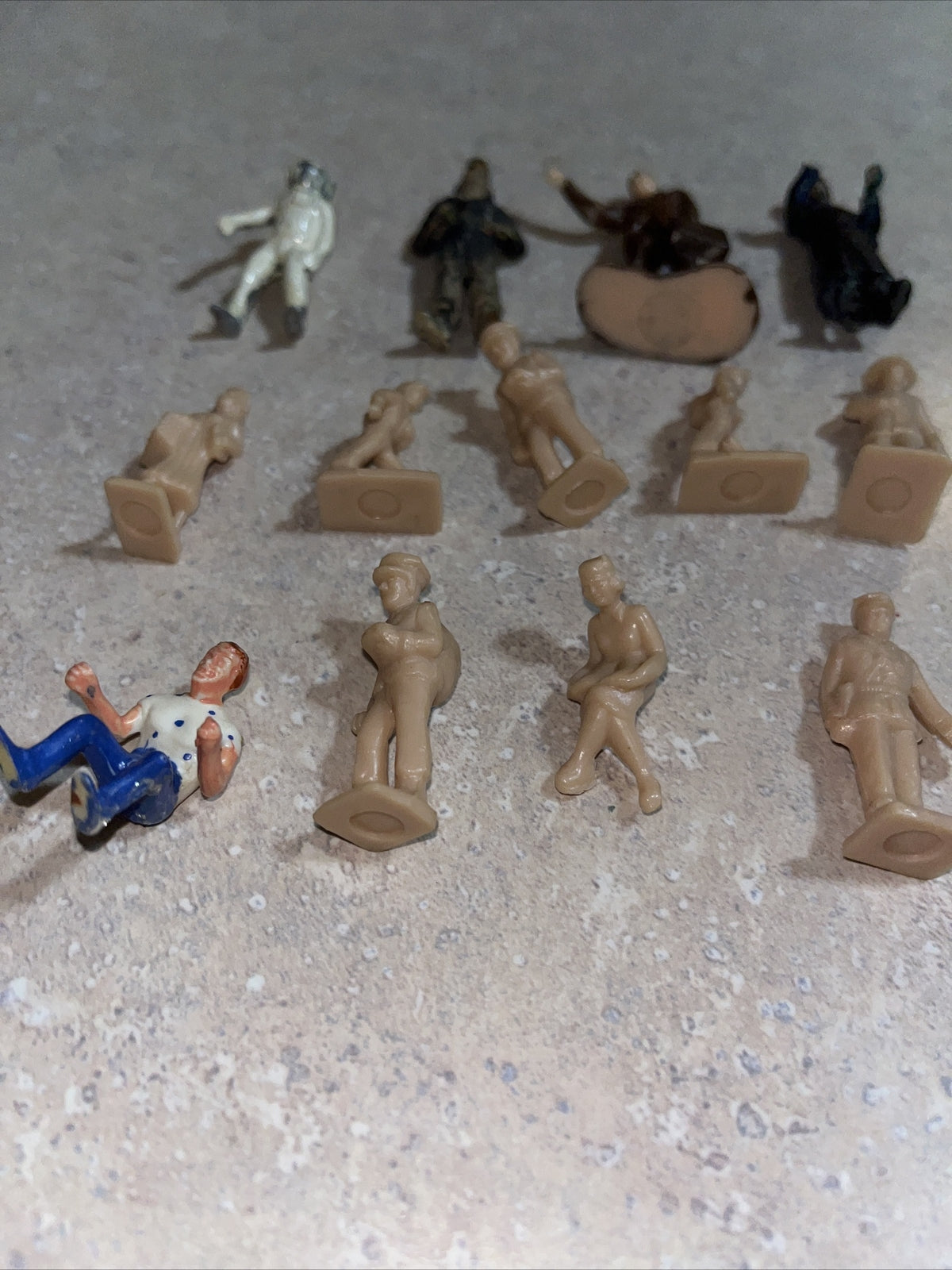 Vintage - Plastic Toy Figurines.  Astronaut Postman, See Pictures.   14 Piece