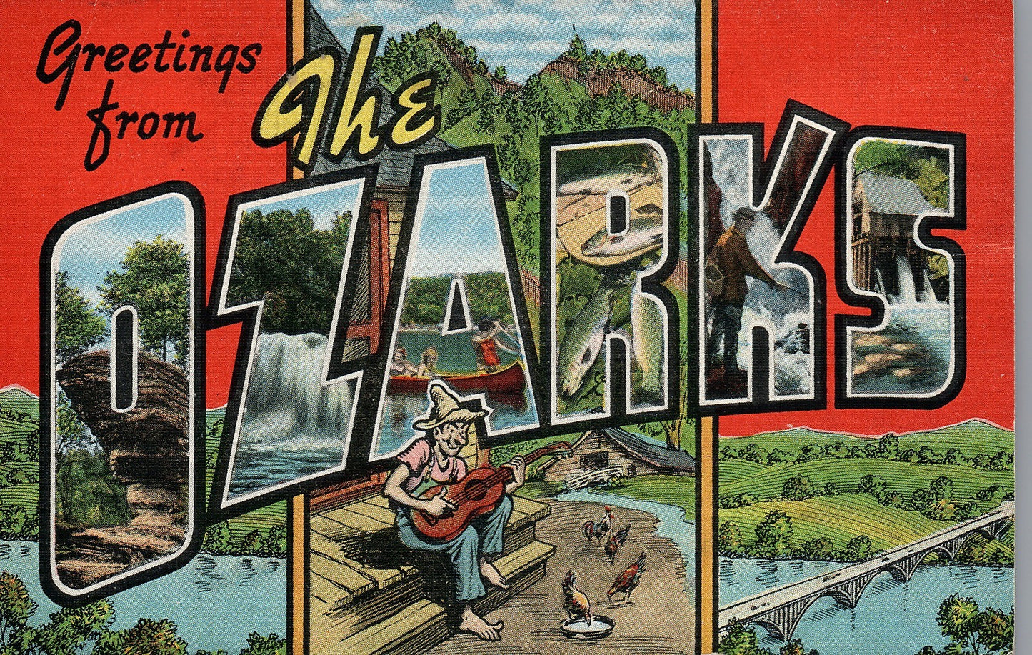 Large Letter The Ozarks Missouri MO Postcard