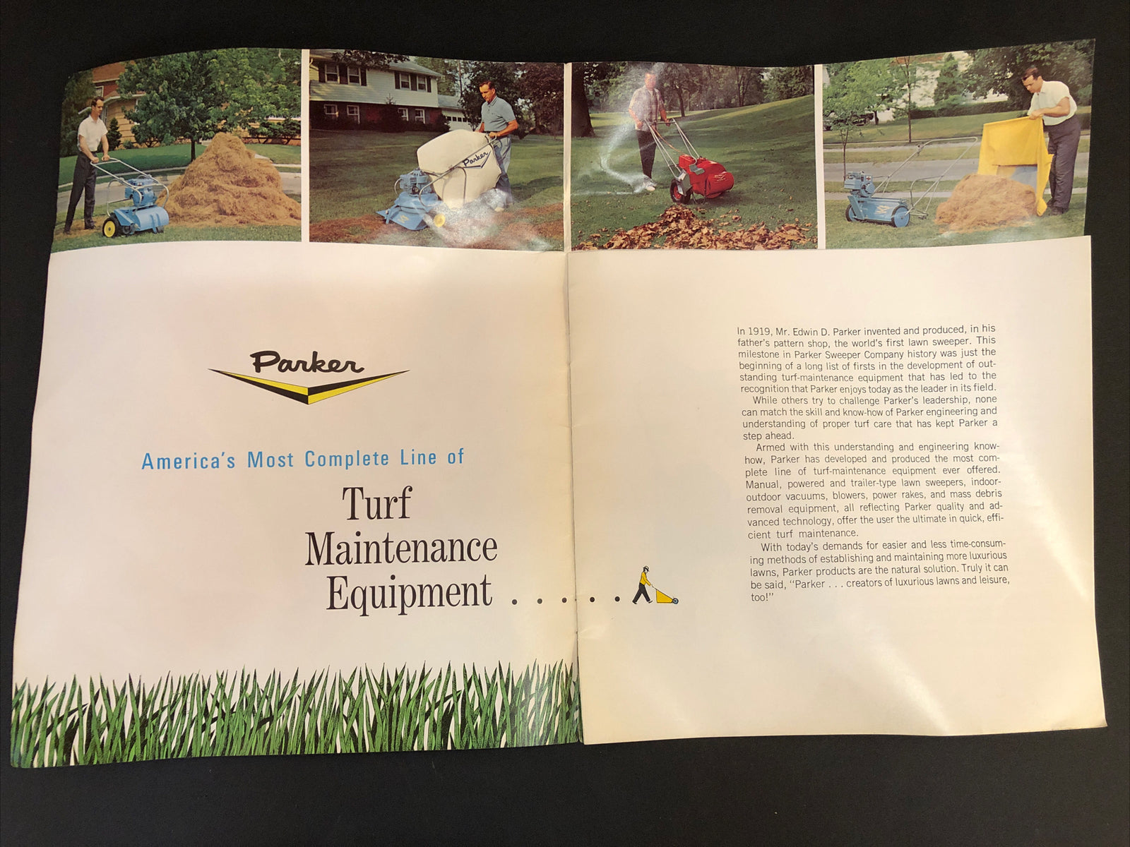 Vintage Yard Thatcher PARKER ADVERTISING Brochure Lawn Sweeper Thatch O Matic
