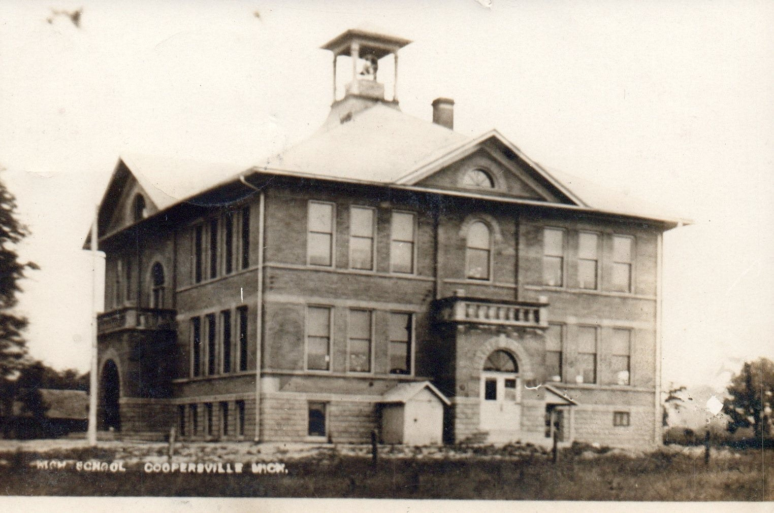 Real Photo of High School in Coopersville MI Michigan Postcard
