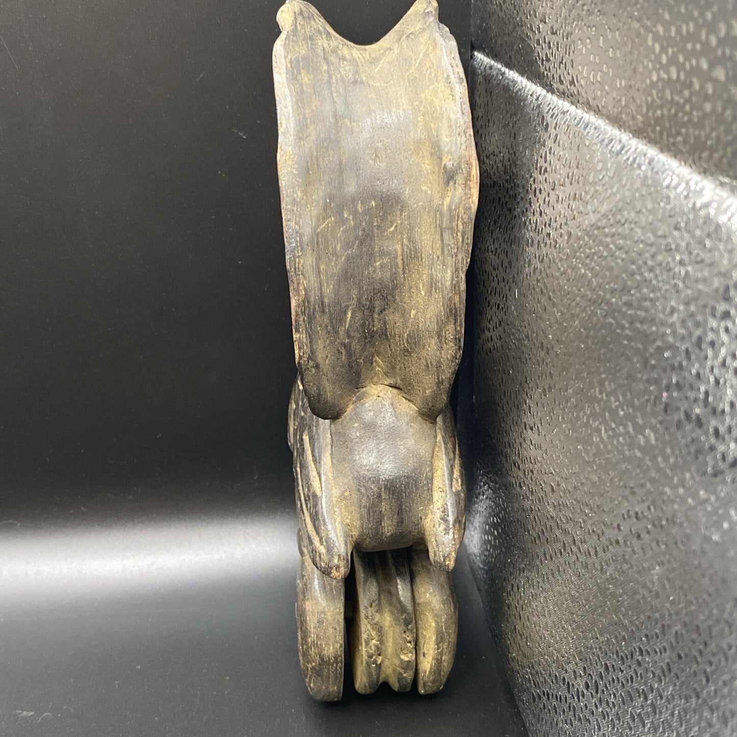 8" Antique Primitive Carved Wood Weaving Loom Pulley  Burmese Burma Bird