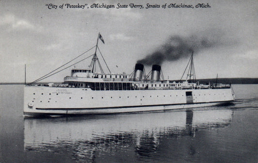 "City of Petoskey" Ferry Straits of Mackinac MI Michigan Ships Postcard