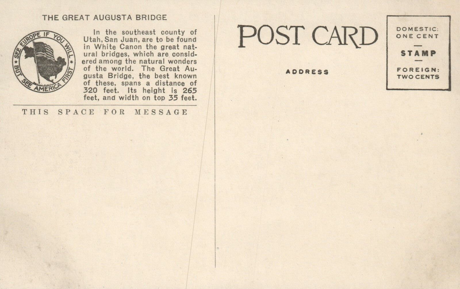 5332 The Great Augusta Natural Bridge UT Utah Postcard