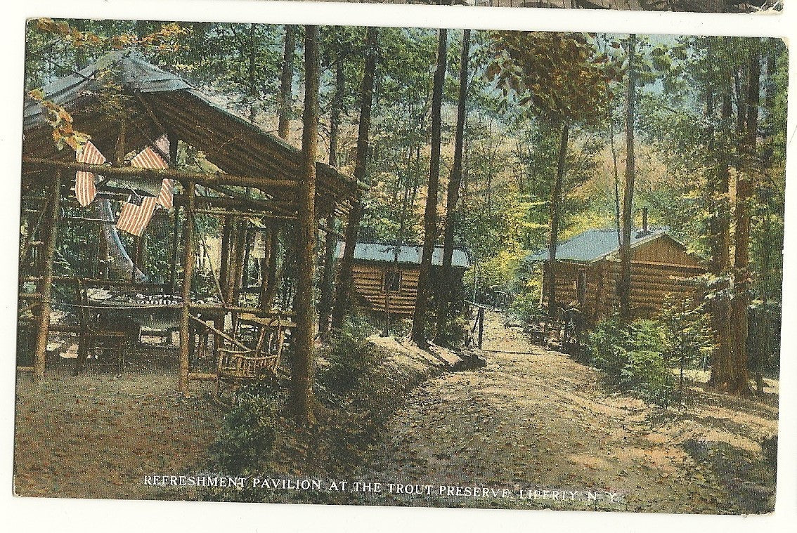 Refreshment Pavilion Trout Preserve Libery New York NY Postcard
