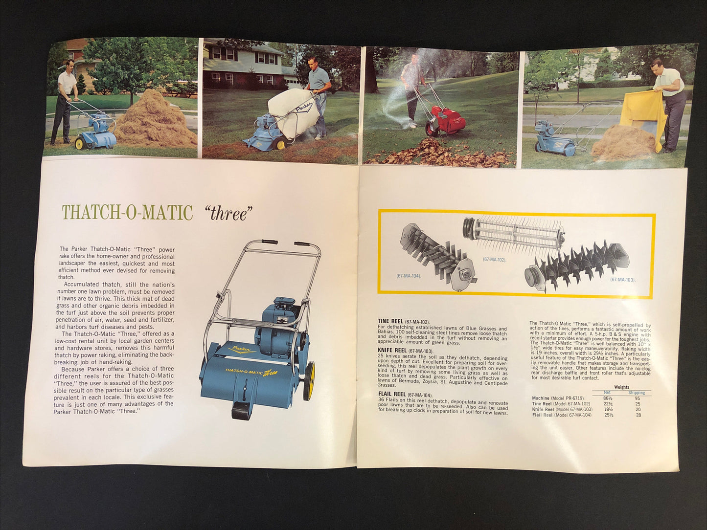 Vintage Yard Thatcher PARKER ADVERTISING Brochure Lawn Sweeper Thatch O Matic