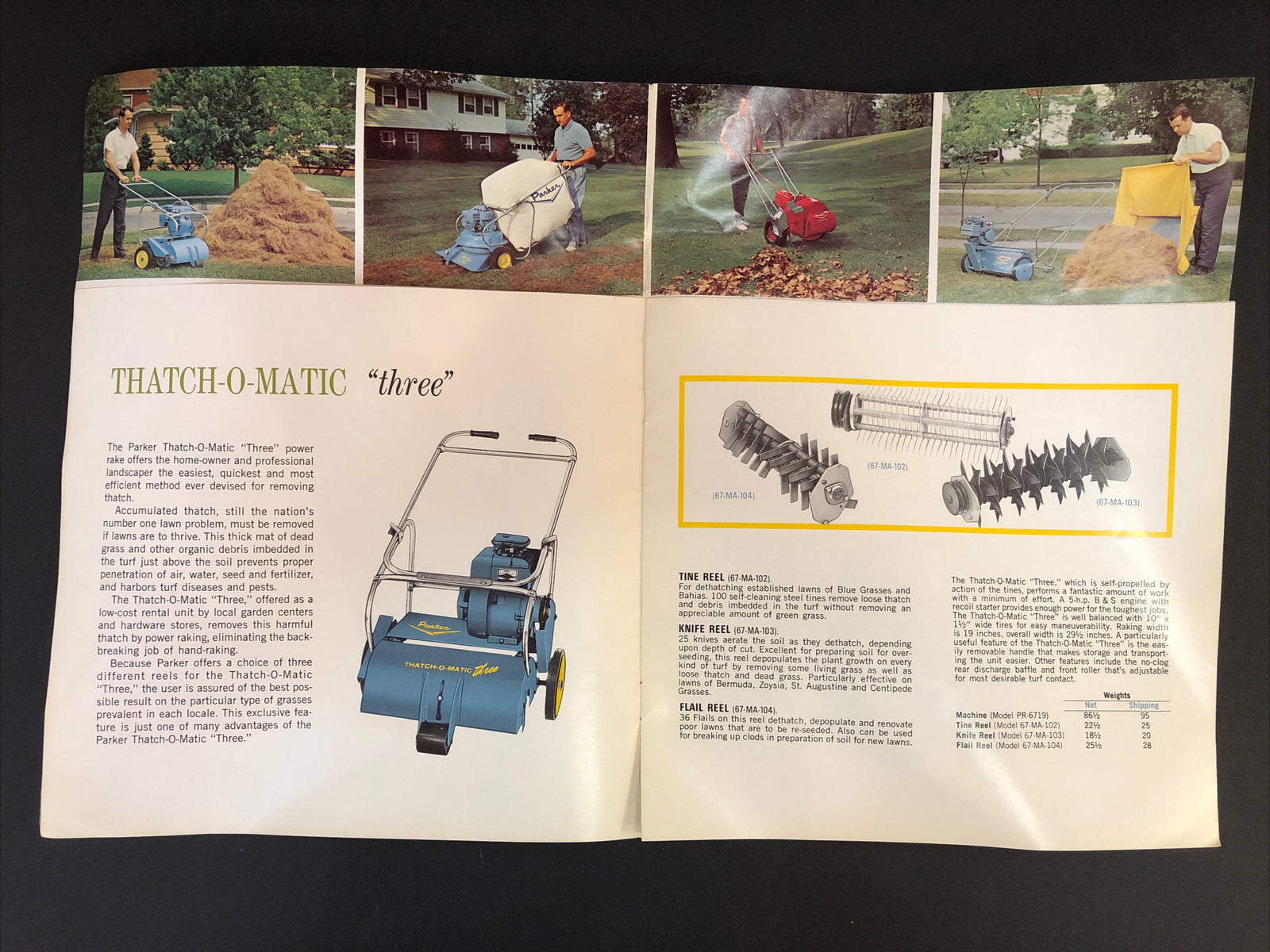 Vintage Yard Thatcher PARKER ADVERTISING Brochure Lawn Sweeper Thatch O Matic