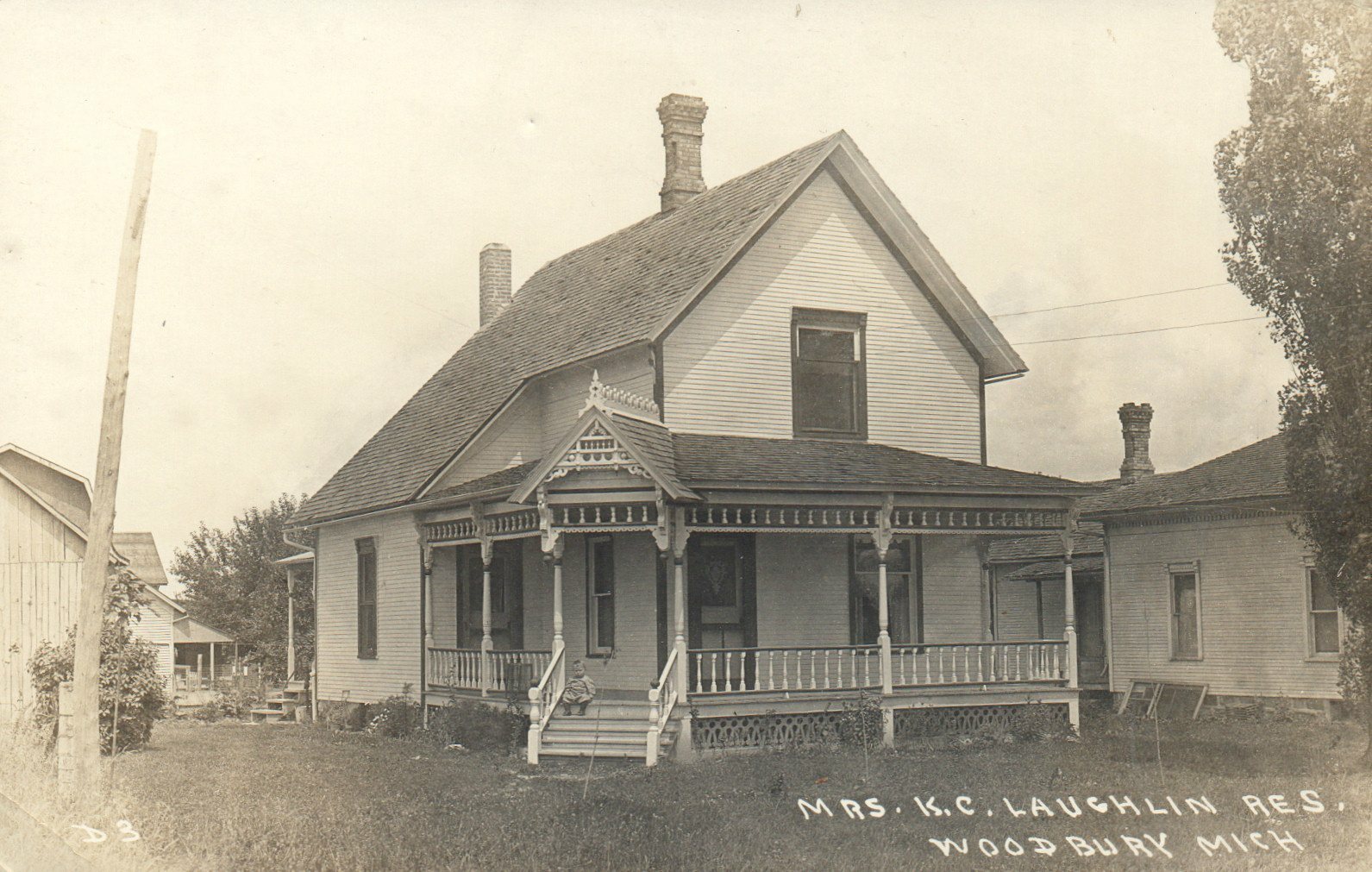Real Photo Mrs KC Laughlin Residence Woodbury Michigan Mich MI Postcard