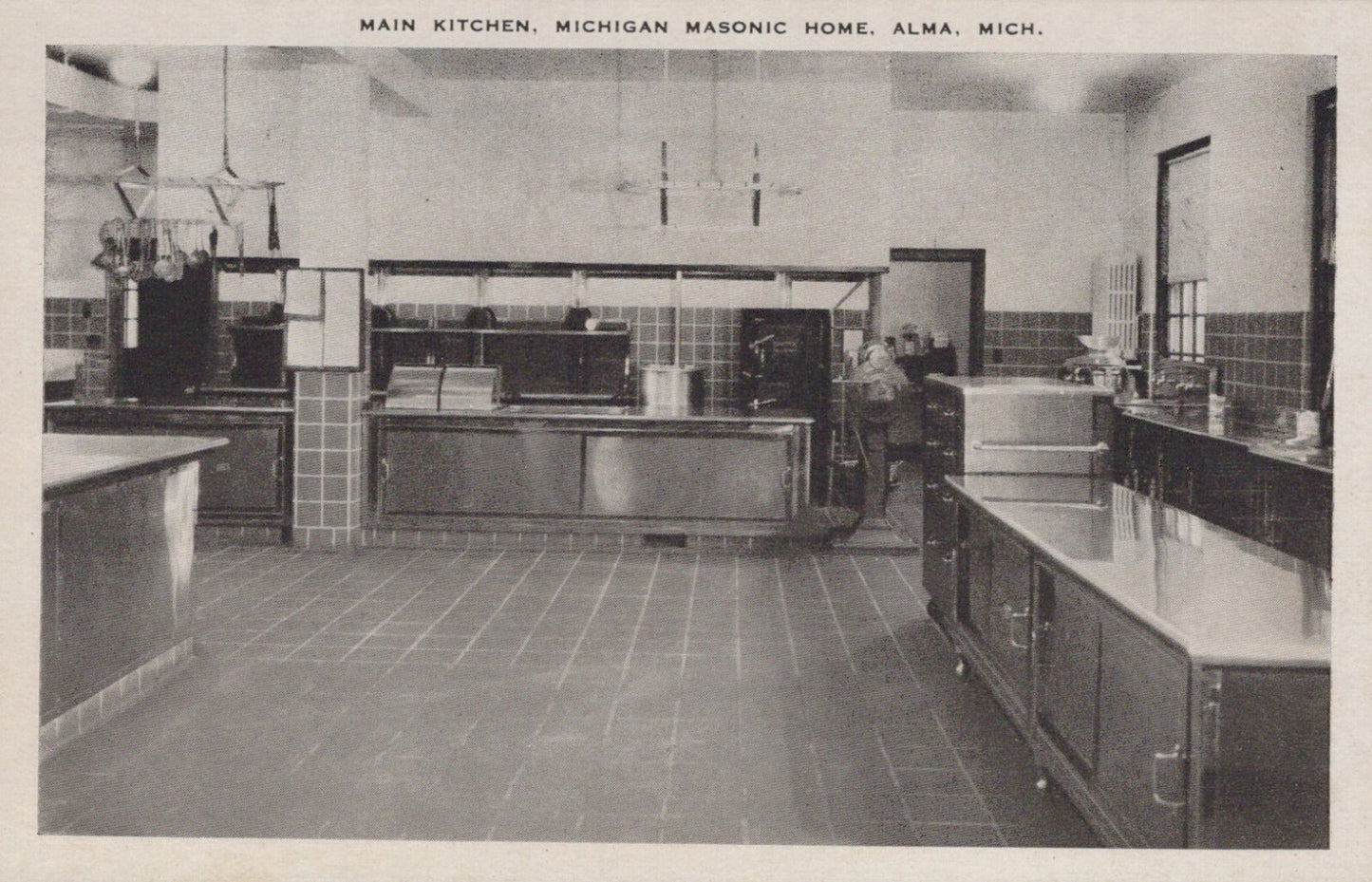 Real Photo Main Kitchen Masonic Home Alma MI Michigan M-1966 Postcard