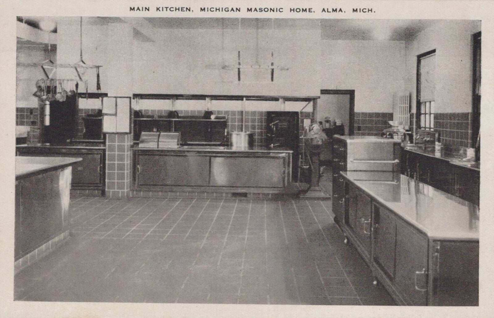 Real Photo Main Kitchen Masonic Home Alma MI Michigan M-1966 Postcard