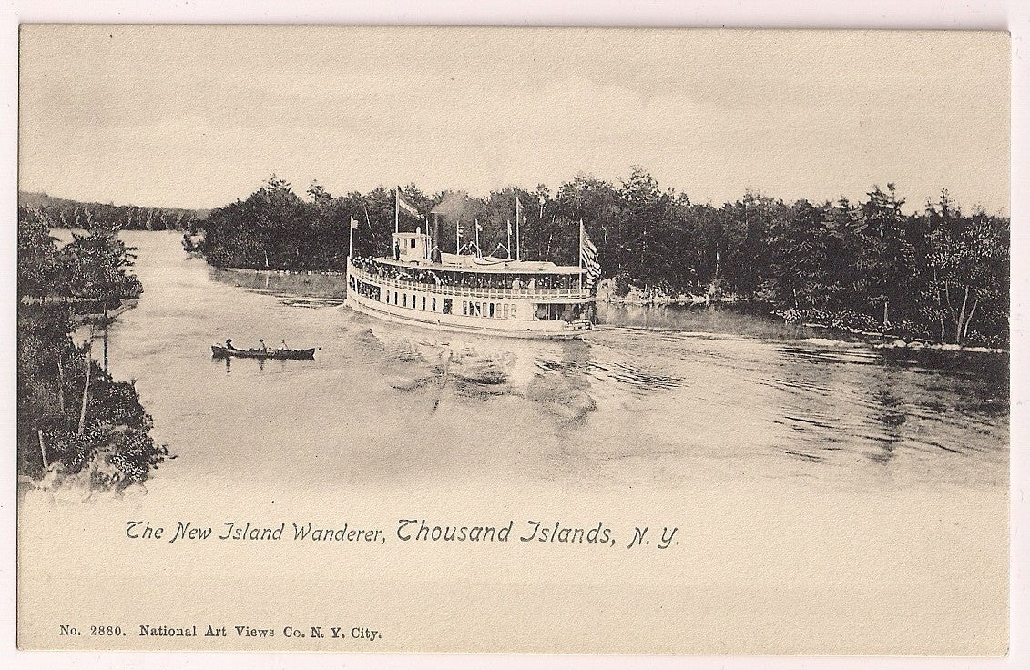 Early The New Island Wanderer Boat Thousand Islands NY New York # 2880 Postcard
