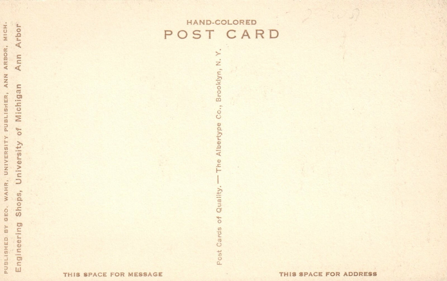  Engineering Shops Michigan U of M Ann Arbor MI Postcard