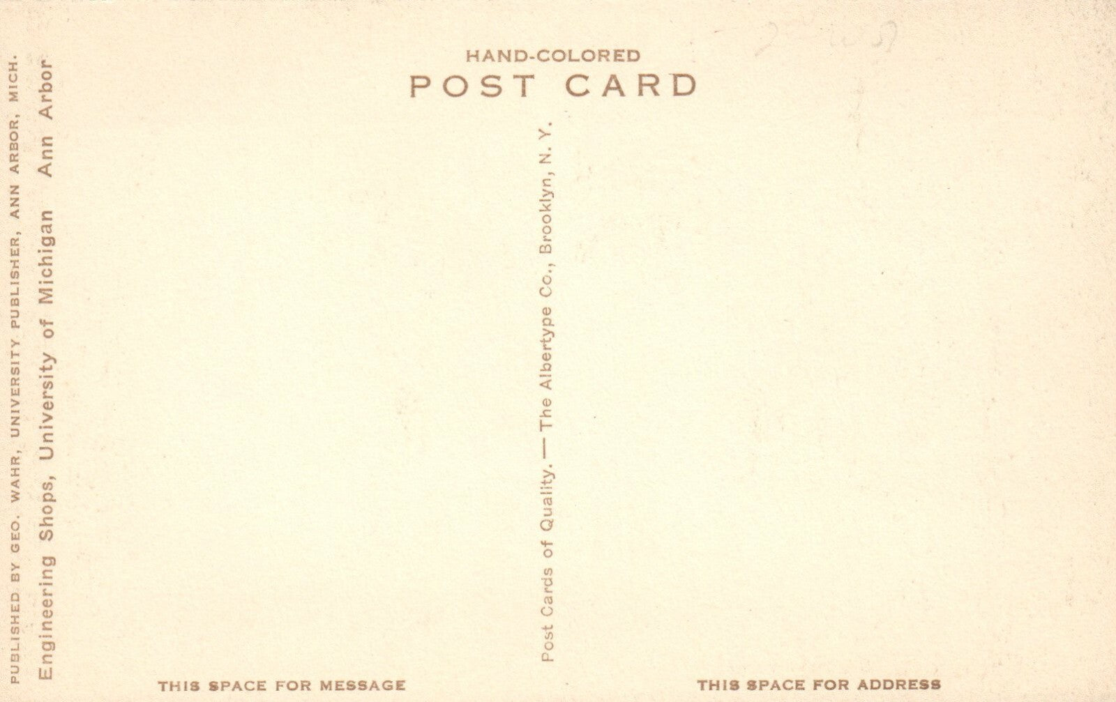  Engineering Shops Michigan U of M Ann Arbor MI Postcard