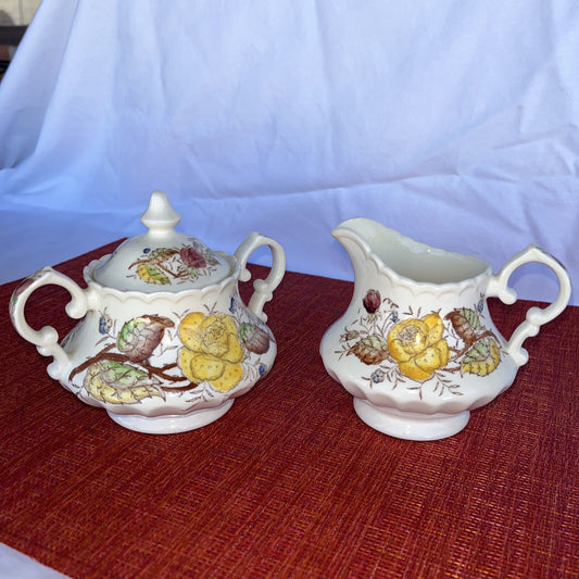 Vernonware Vernon Rose Yellow Cream & Sugar Set