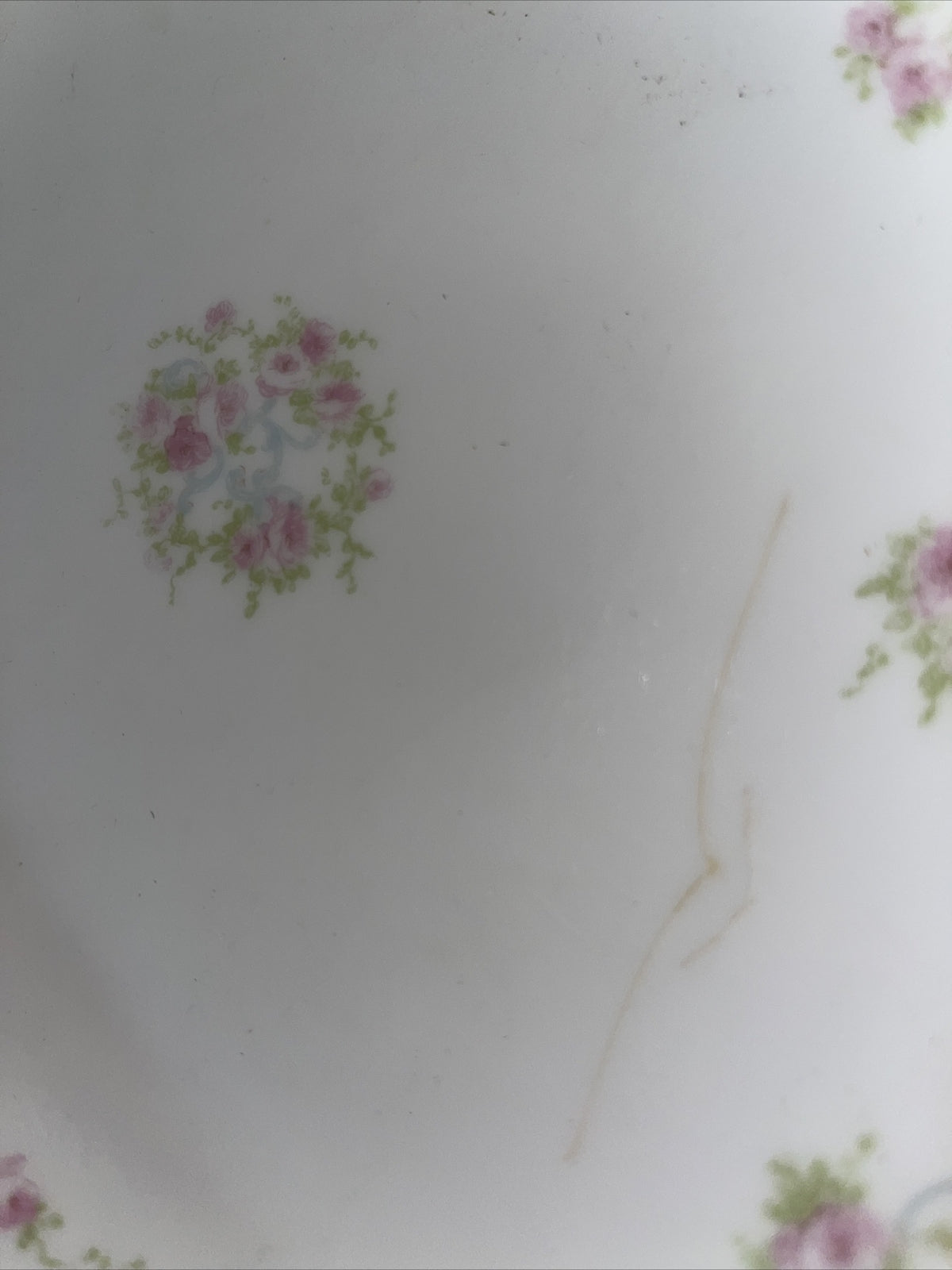 Haviland Limoges 4Tea Cup / Saucer & Serving Bowl- Double Gold Ribbon Flowers