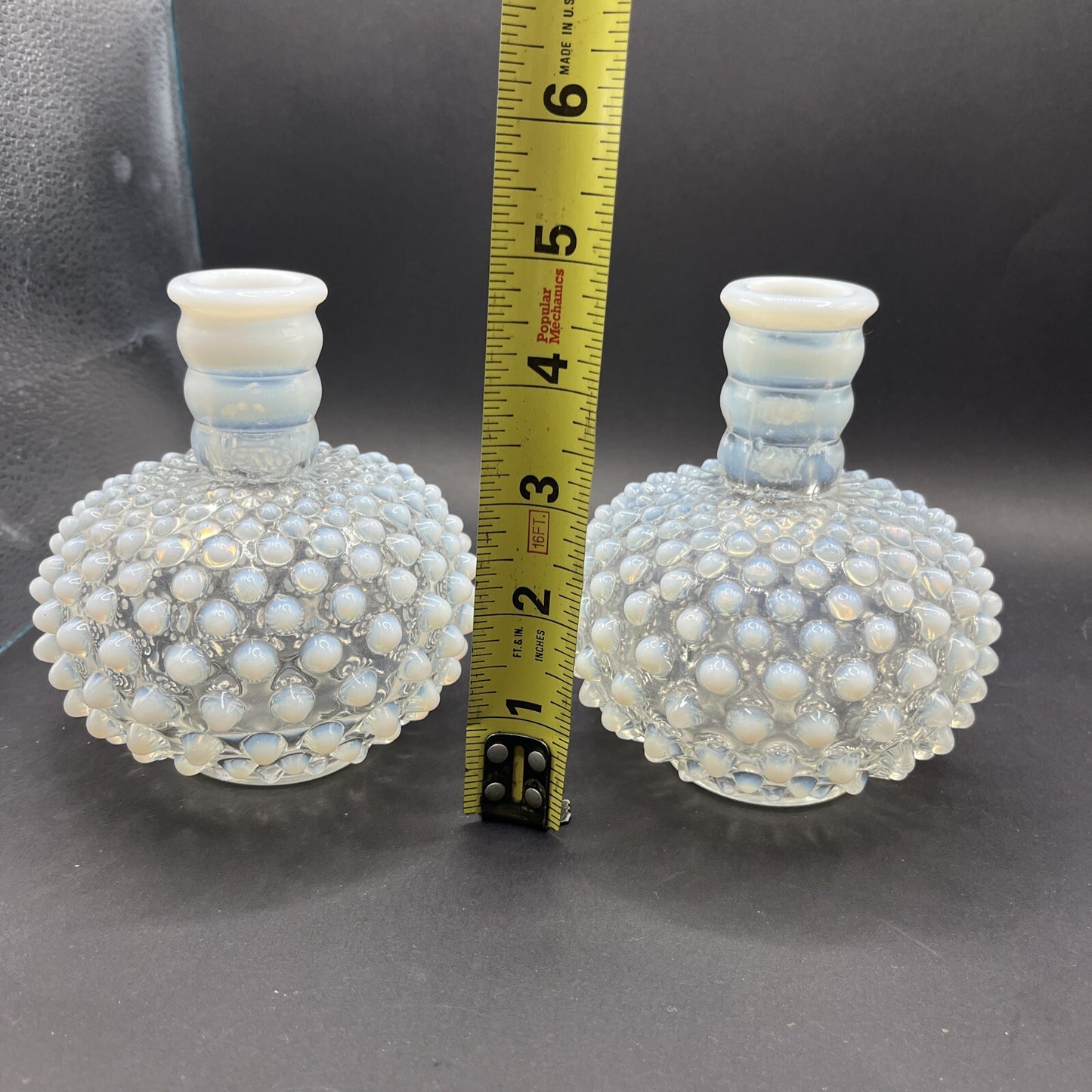 Vintage 2 Fenton  Glass Perfume Bottles White Hobnail Opalescent bottles
