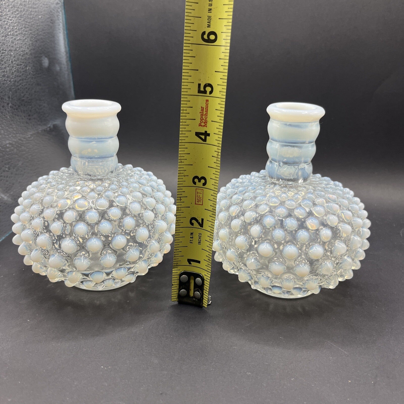 Vintage 2 Fenton  Glass Perfume Bottles White Hobnail Opalescent bottles