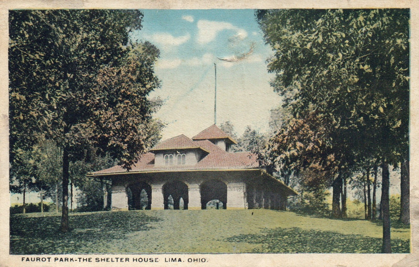 Faurot Park The Shelter House in Lima Ohio Postcard