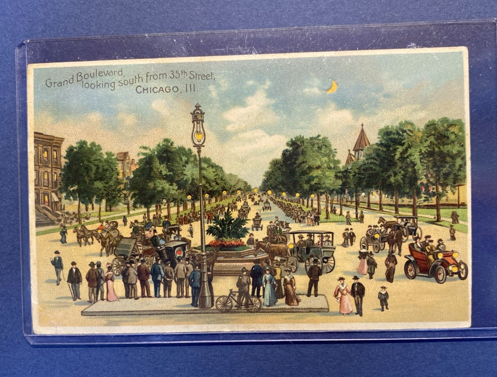 HTL Hold to the Light Grand Boulevard Looking South Chicago IL Vintage Postcard