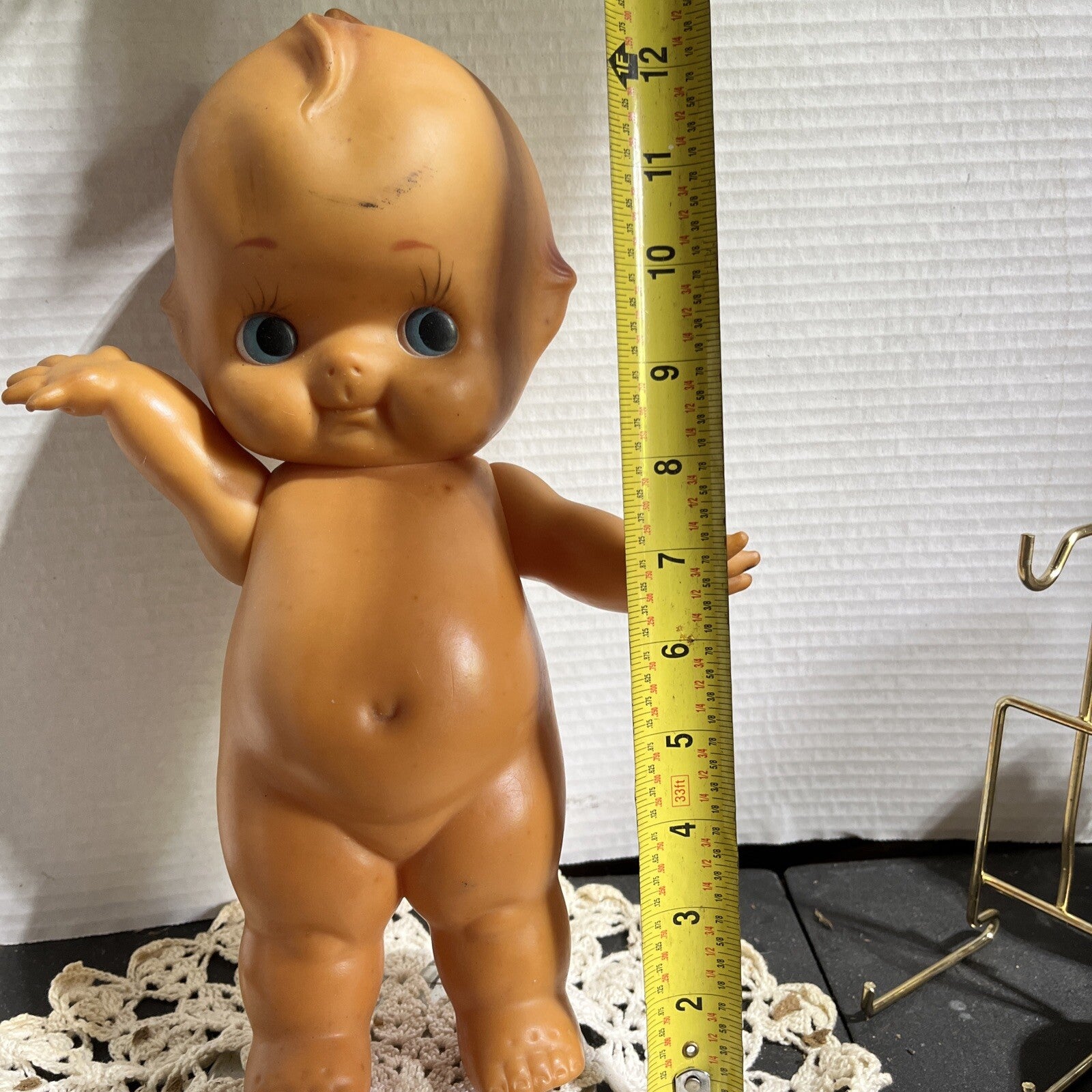 Kewpie Doll Jointed Arms Squeaky Rubber Toy 12” Vintage Retro