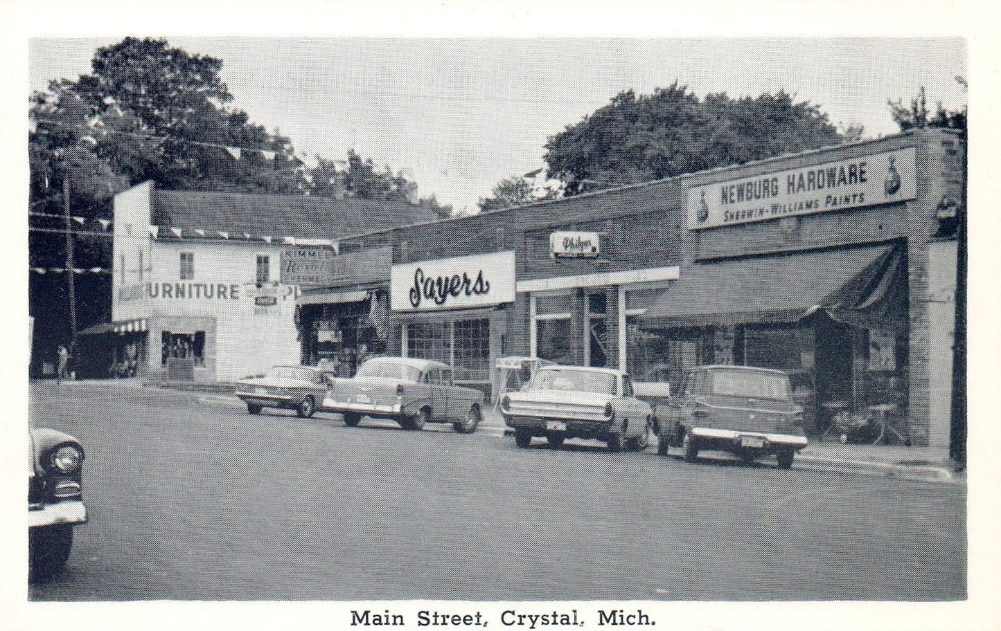 Real Photo Main Street Sayers Newburg  Crystal Lake Michigan Mich MI Postcard