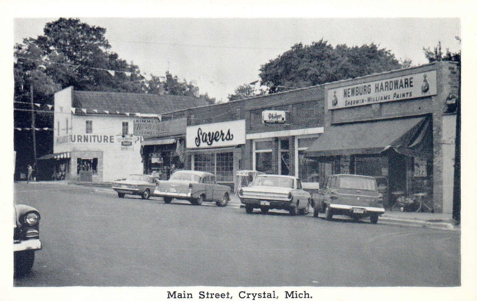 Real Photo Main Street Sayers Newburg  Crystal Lake Michigan Mich MI Postcard