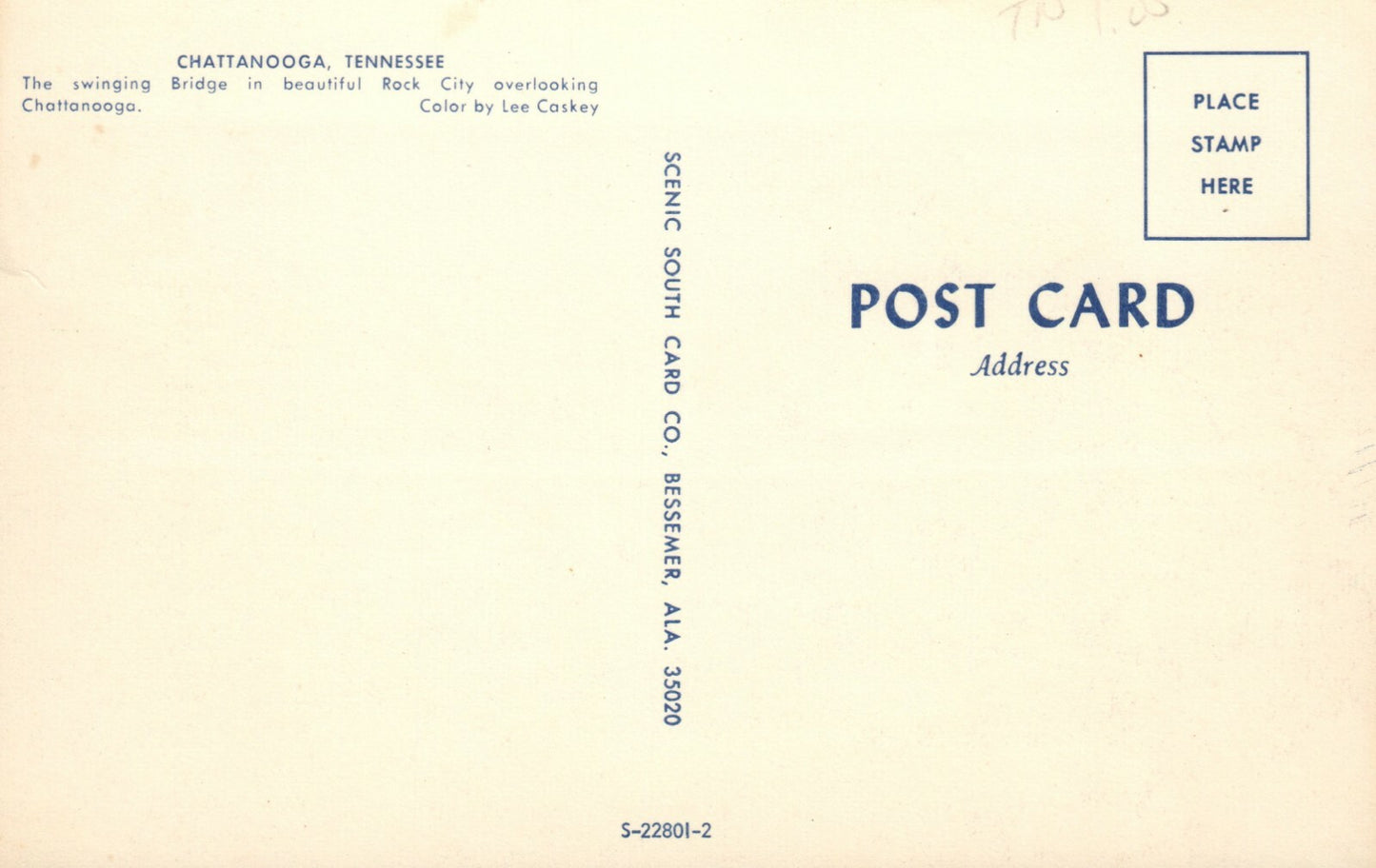 Chattanooga Swinging Bridge Rock City Scenic View TN Tennessee Postcard