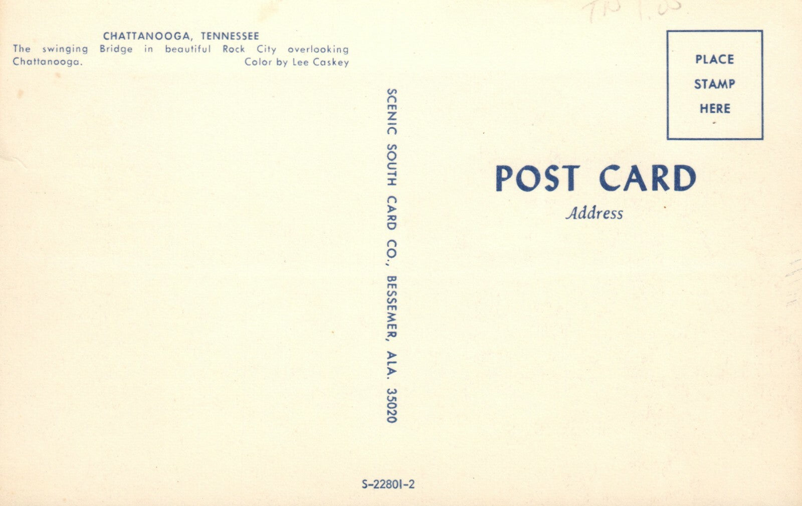 Chattanooga Swinging Bridge Rock City Scenic View TN Tennessee Postcard