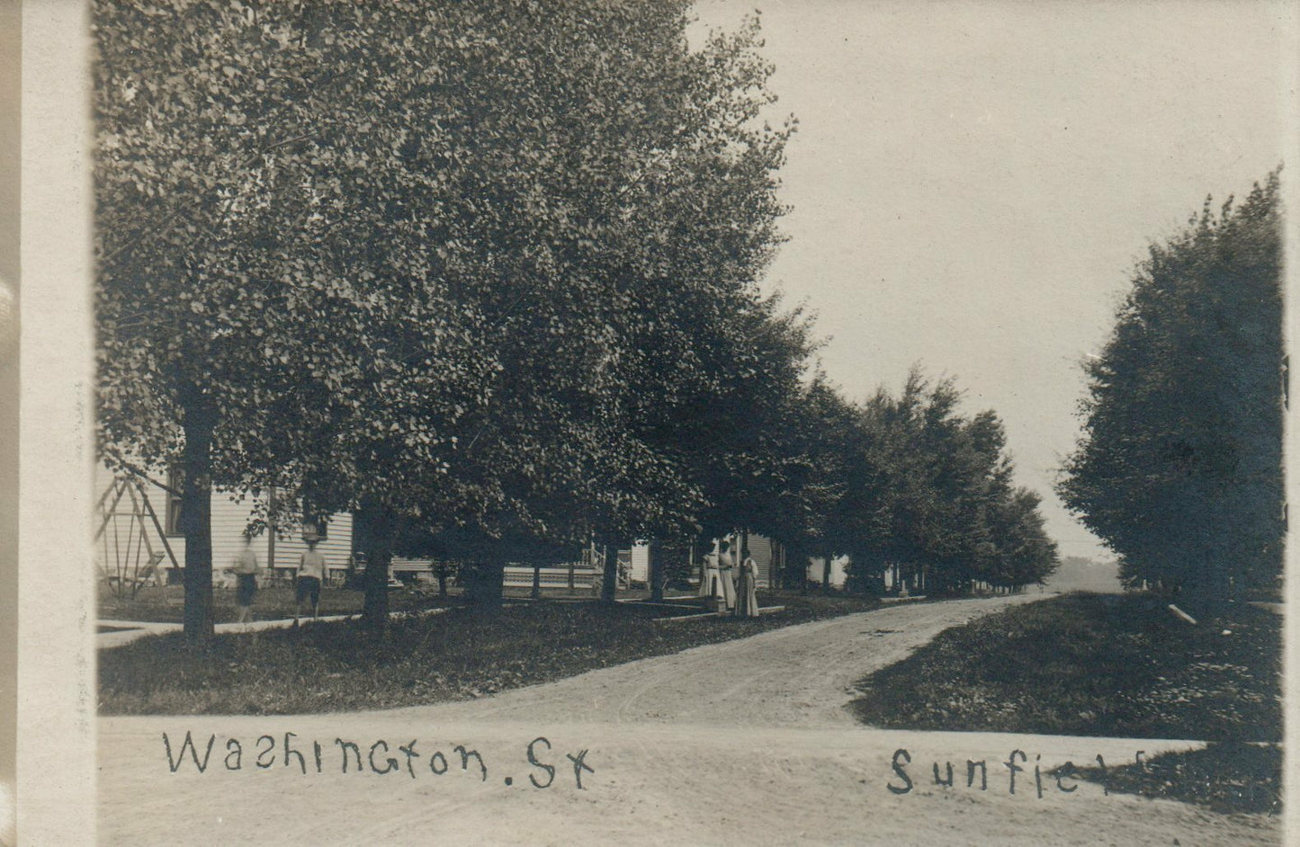 View Of Washington Street Children Walking Sunfield Michigan MI Postcard