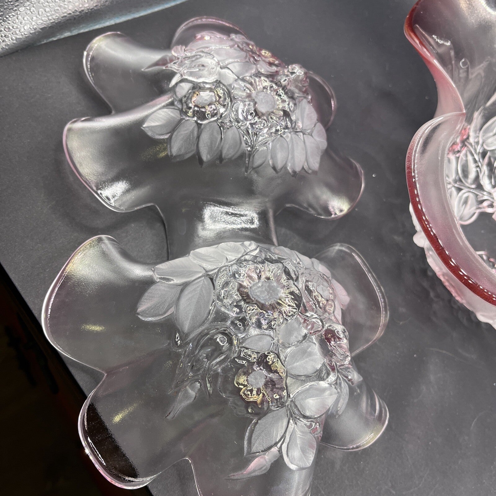 Mikasa Pink Dogwood Flower Rosella Crystal Glass Set Made in W. Germany