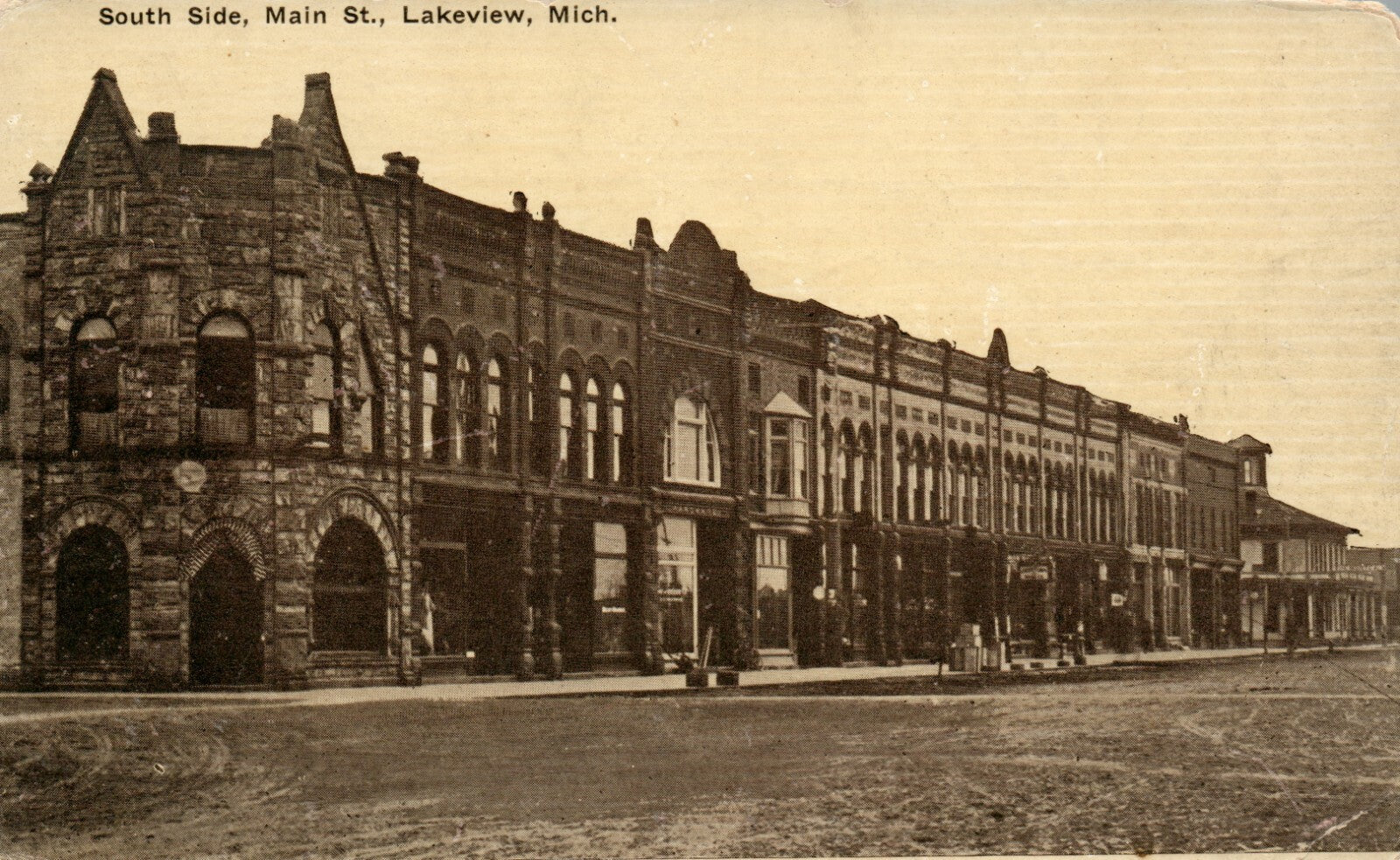 South side of Main St in Lakeview early 1900s  Mich Michigan MI 